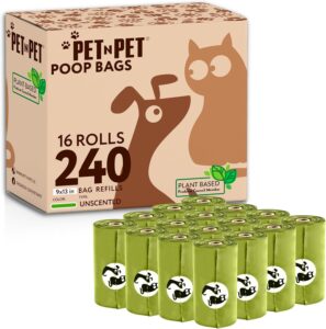Pet N Pet Poop Bags For Dogs, 240 Counts Plant Based Dog Poop Bags Rolls