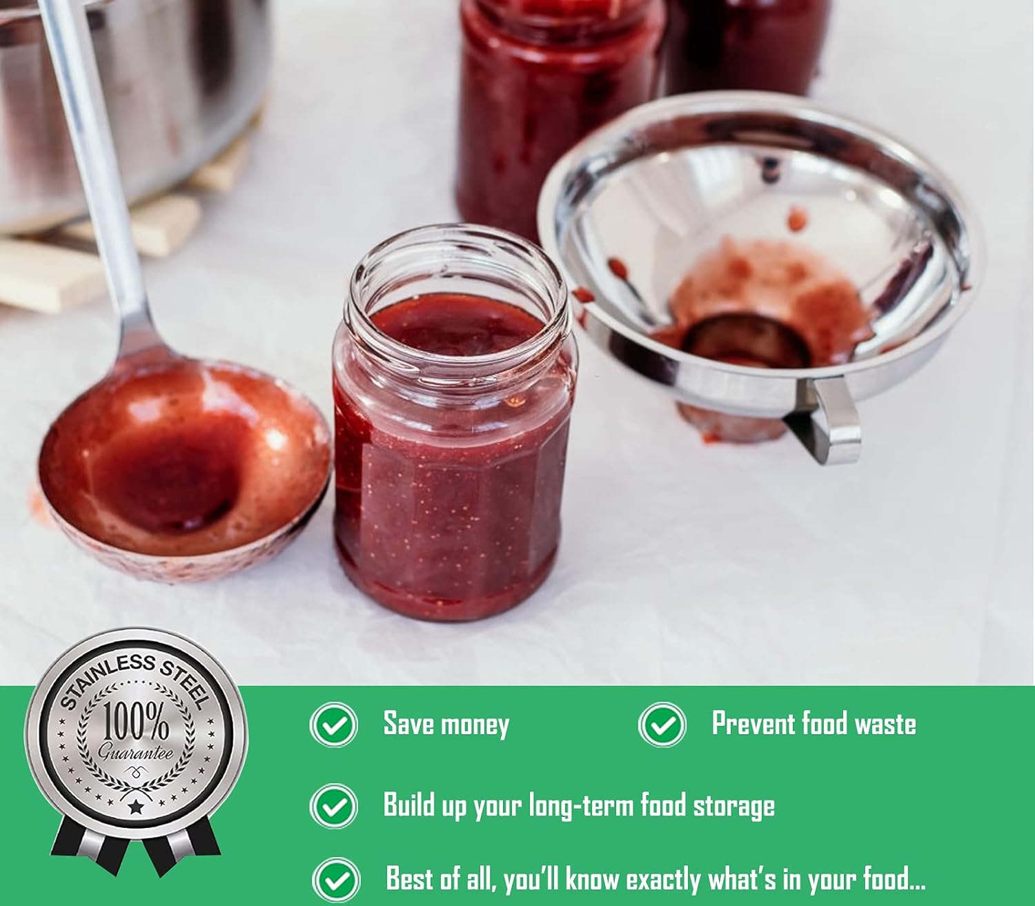 Canning Supplies Starter Kit, Stainless Steel Canning Set Tools: Rack, Ladle, Measuring Spoons - Image 2